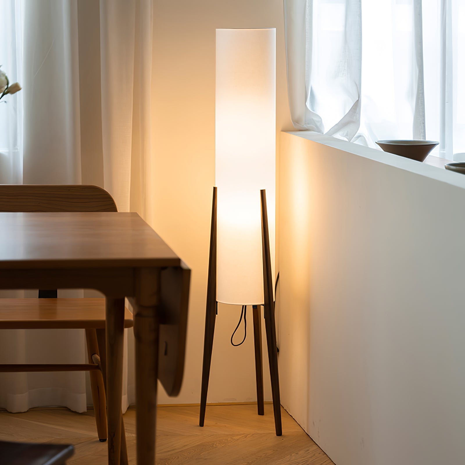 Astyoche - Walnut and Fabric Floor Lamp