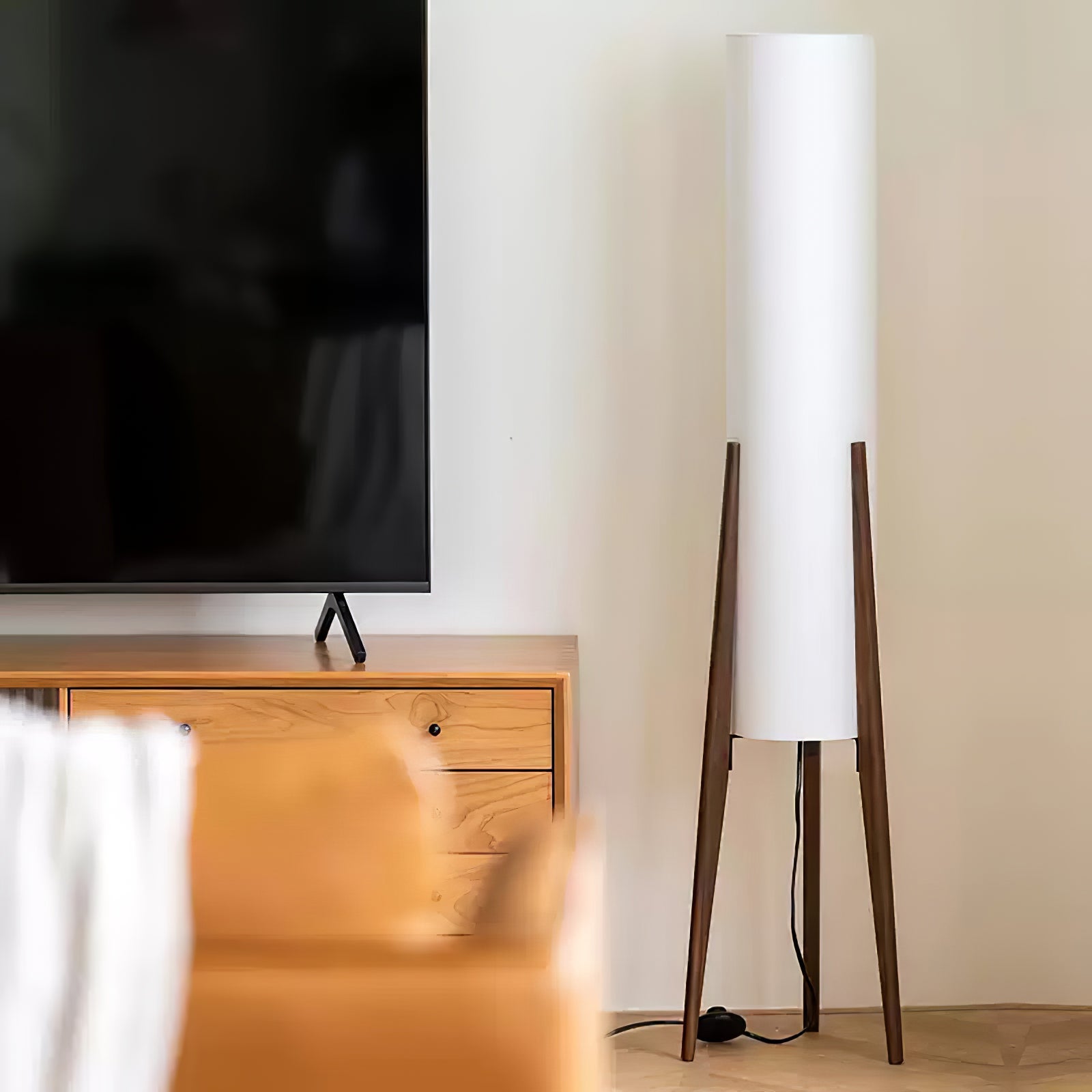 Astyoche - Walnut and Fabric Floor Lamp