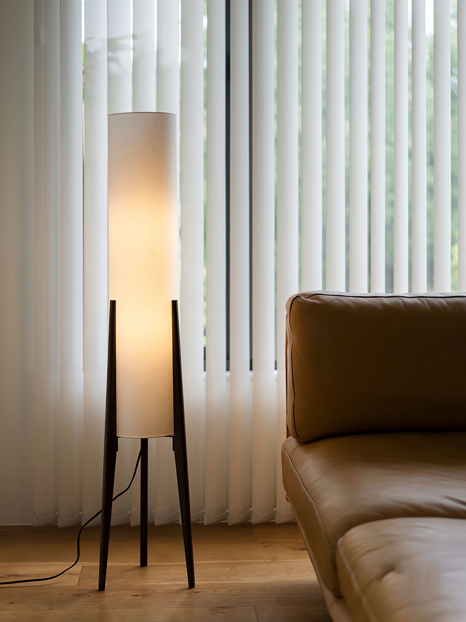 Astyoche - Walnut and Fabric Floor Lamp