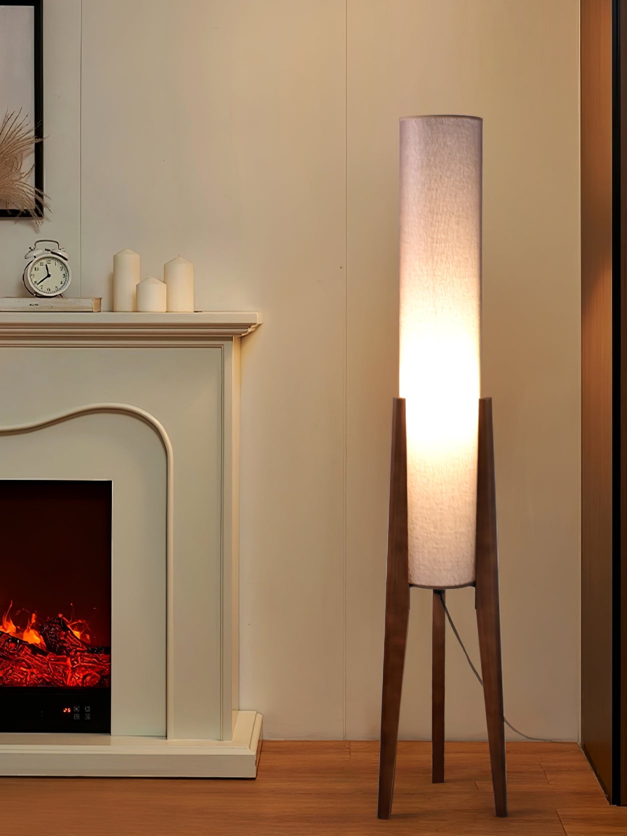 Astyoche - Walnut and Fabric Floor Lamp