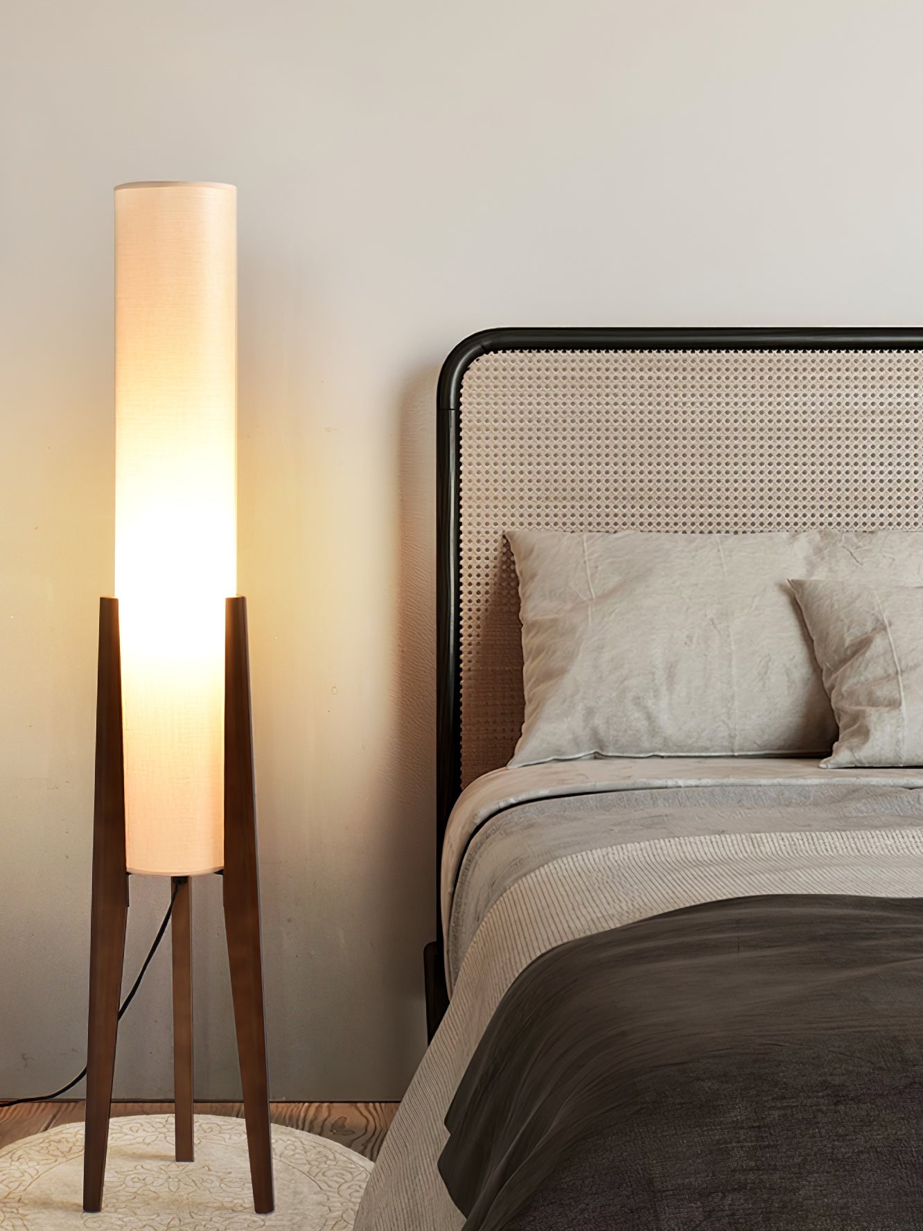 Astyoche - Walnut and Fabric Floor Lamp