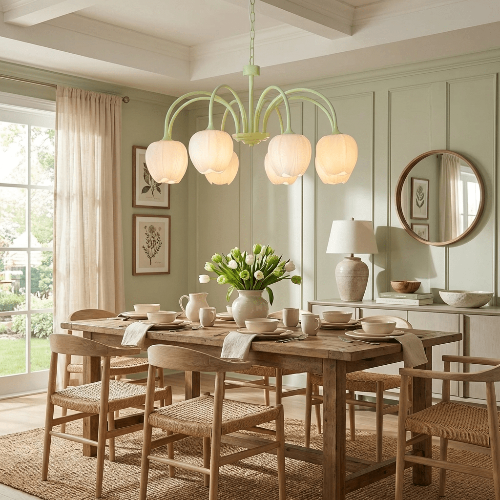 Daphne - Matcha Green Tulip Glass Chandelier