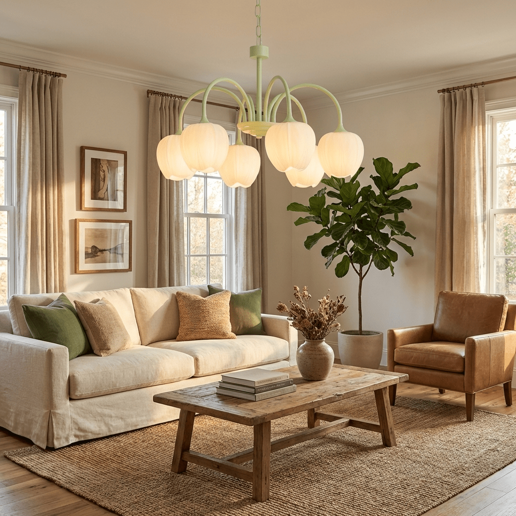Daphne - Matcha Green Tulip Glass Chandelier