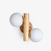 Soteria - Wood and White Glass Wall Sconce