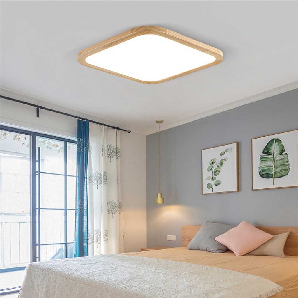 Leukothea - Slim Wood Flush Mount Ceiling Light