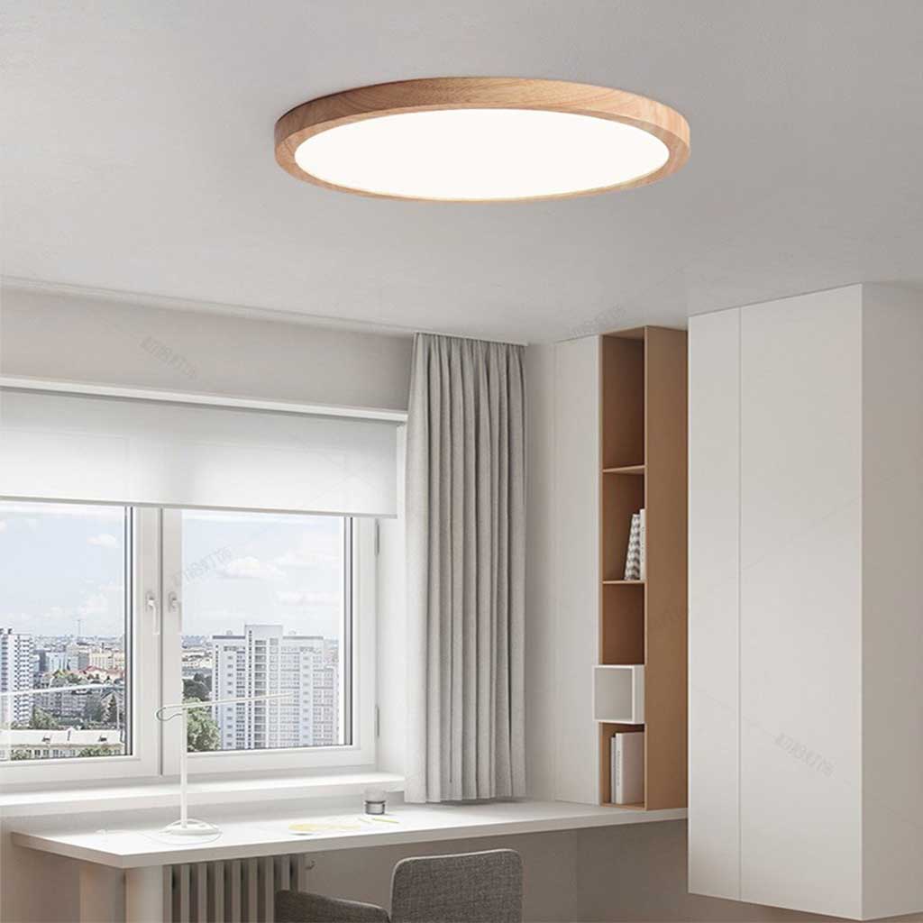 Leukothea - Slim Wood Flush Mount Ceiling Light