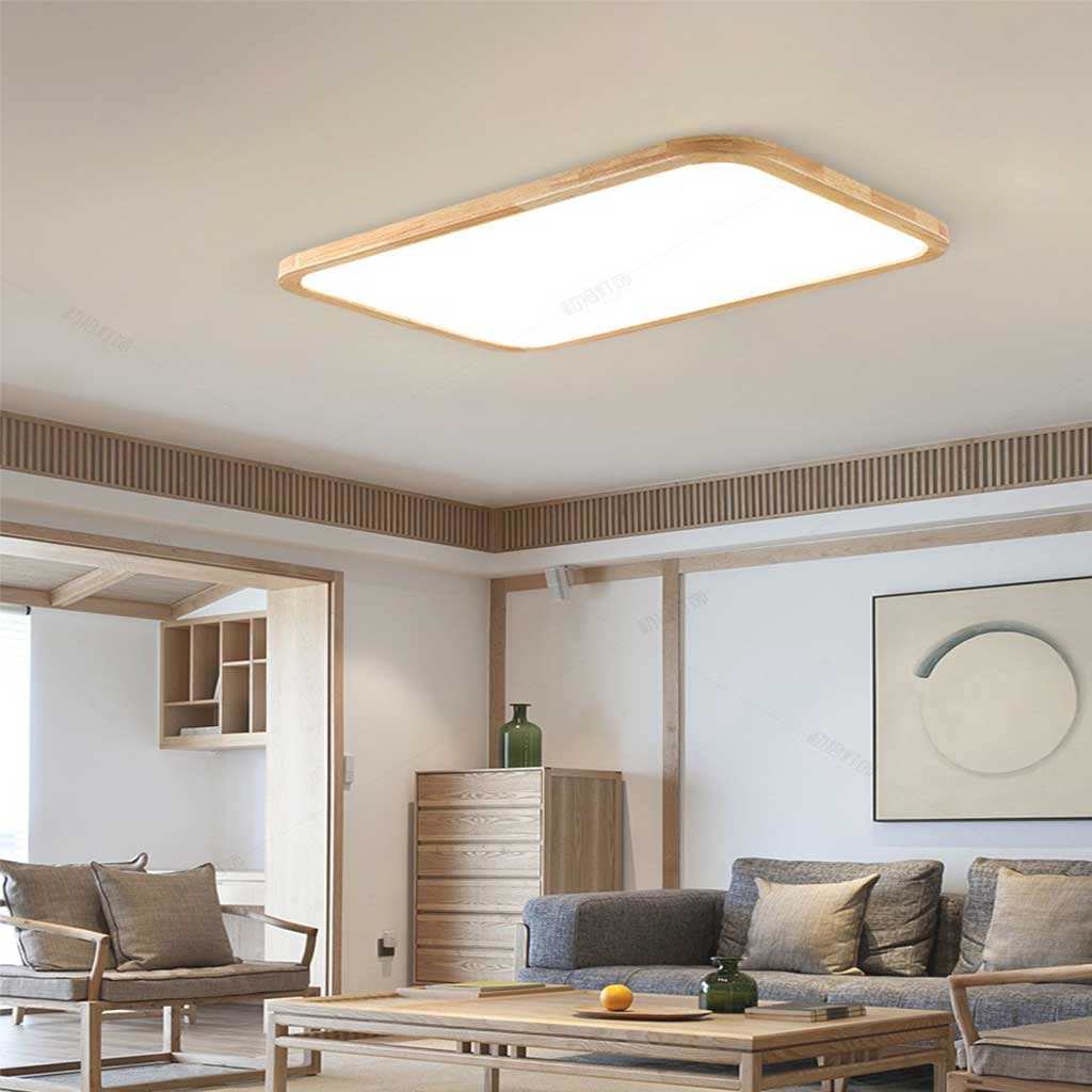 Leukothea - Slim Wood Flush Mount Ceiling Light