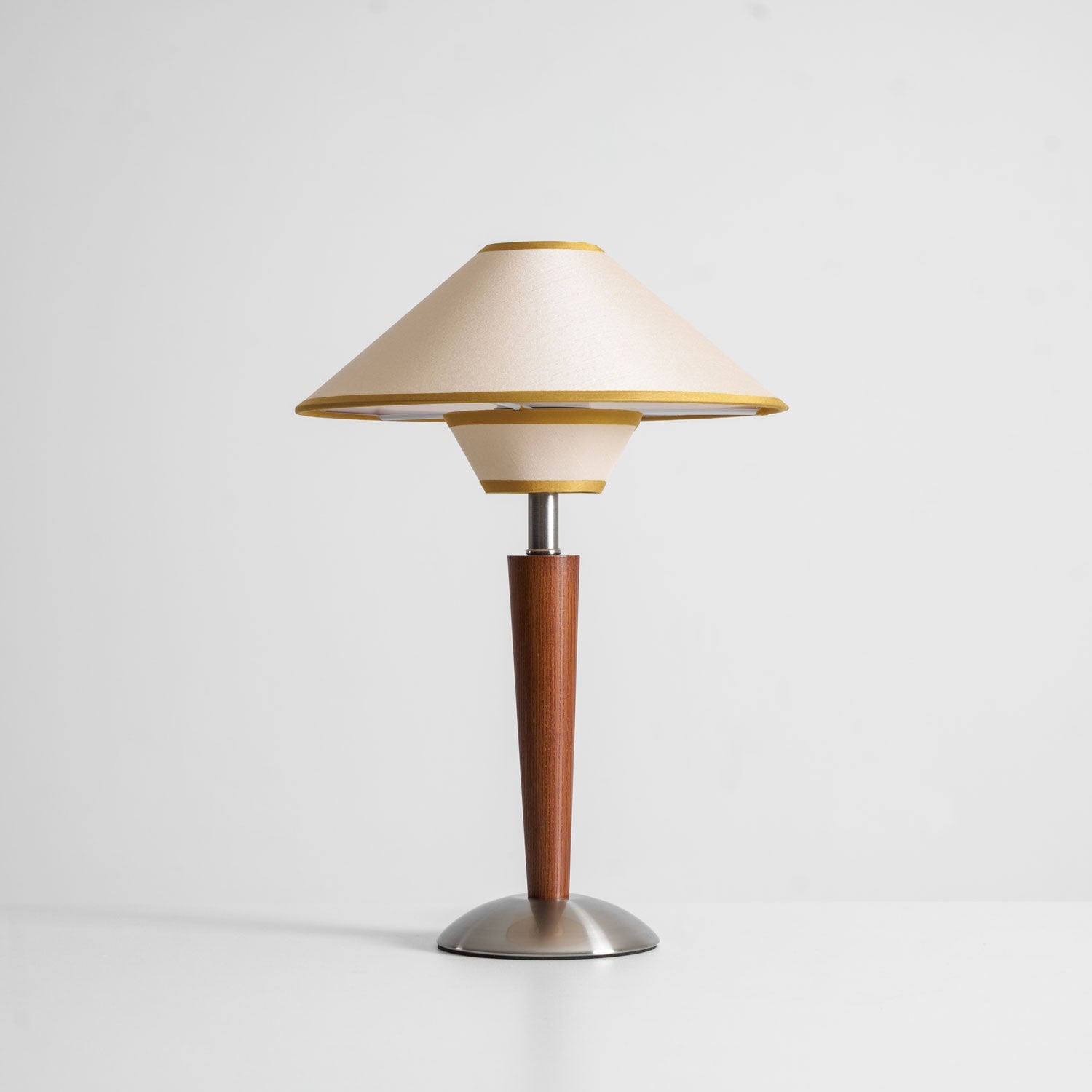 Dryope - Walnut-Color Wood and Fabric Table Lamp