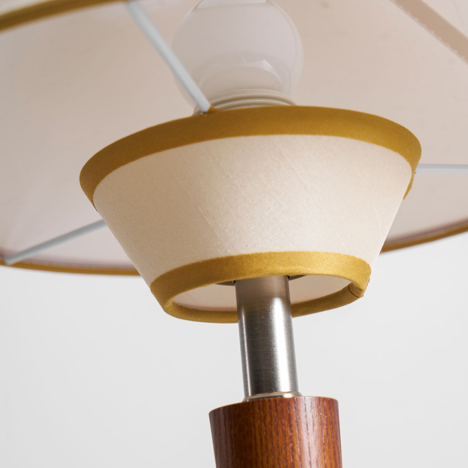 Dryope - Walnut-Color Wood and Fabric Table Lamp