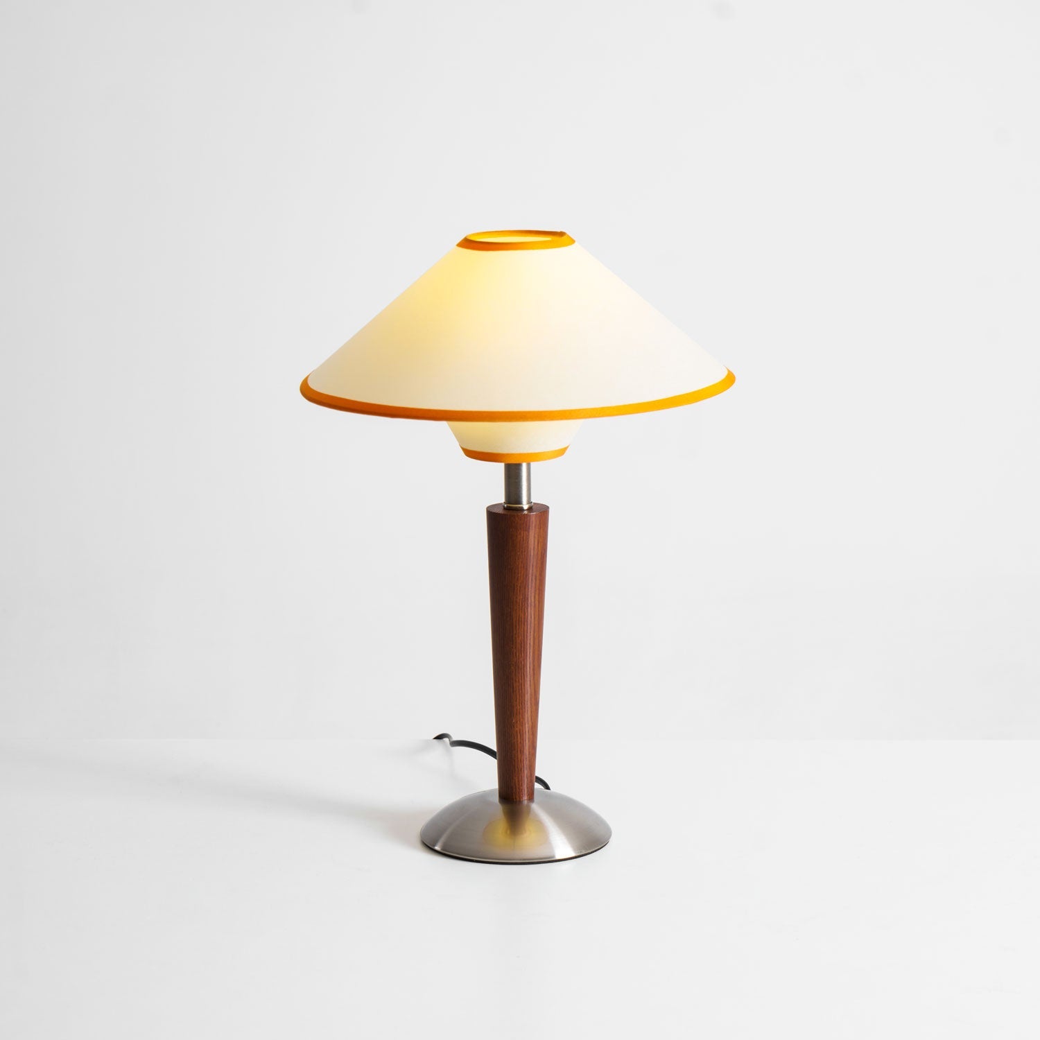 Dryope - Walnut-Color Wood and Fabric Table Lamp