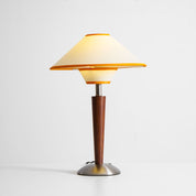 Dryope - Walnut-Color Wood and Fabric Table Lamp