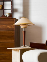 Dryope - Walnut-Color Wood and Fabric Table Lamp
