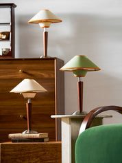 Dryope - Walnut-Color Wood and Fabric Table Lamp