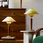 Dryope - Walnut-Color Wood and Fabric Table Lamp