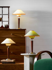 Dryope - Walnut-Color Wood and Fabric Table Lamp