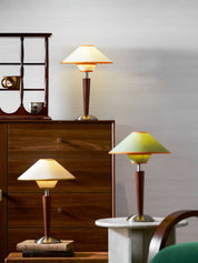 Dryope - Walnut-Color Wood and Fabric Table Lamp