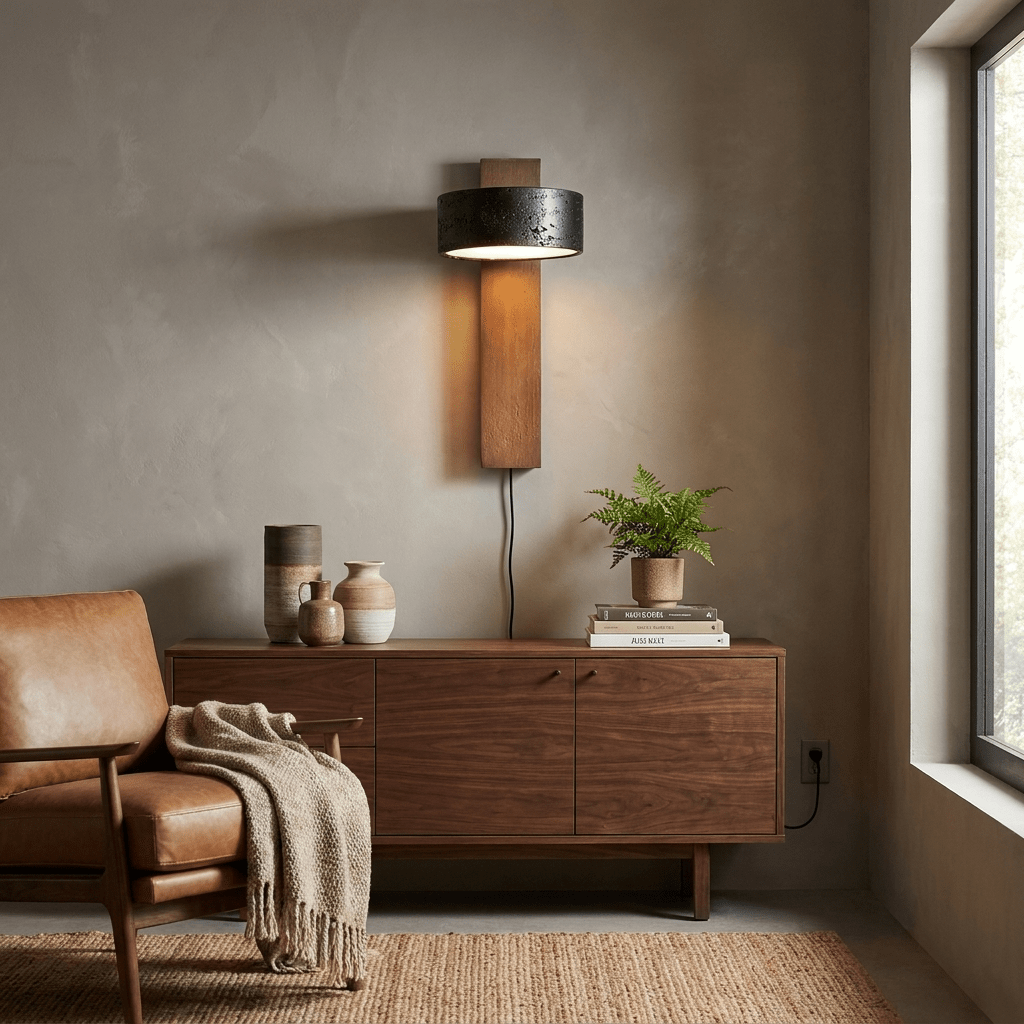 Eurydike - Black Travertine Plug-In Wall Sconce