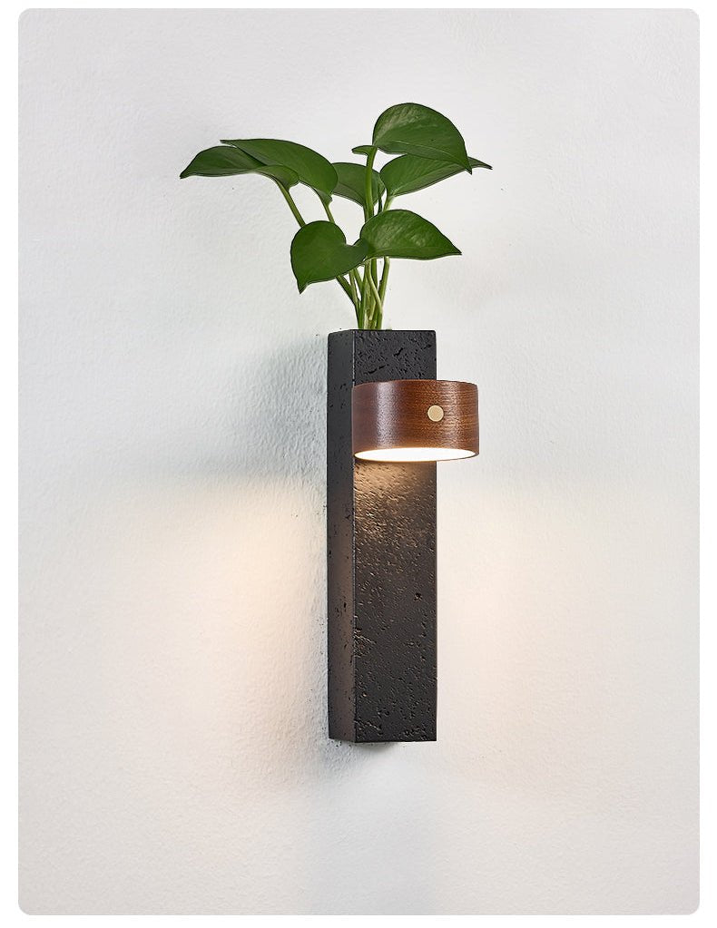 Morpheus - Black Travertine Planter Sconce