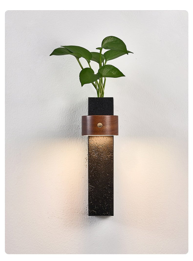Morpheus - Black Travertine Planter Sconce