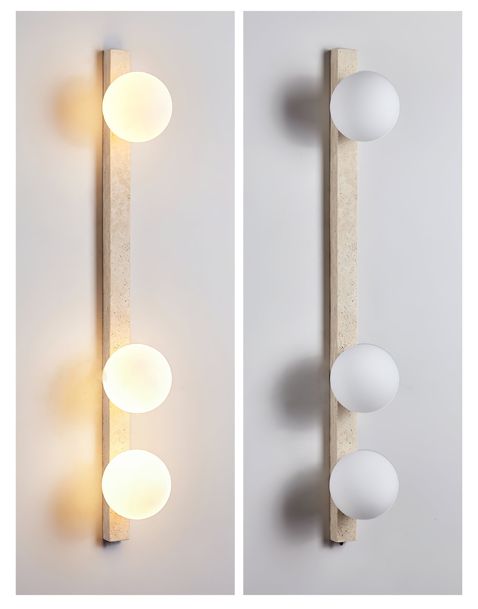 Kyrene - Vertical Travertine Wall Sconce