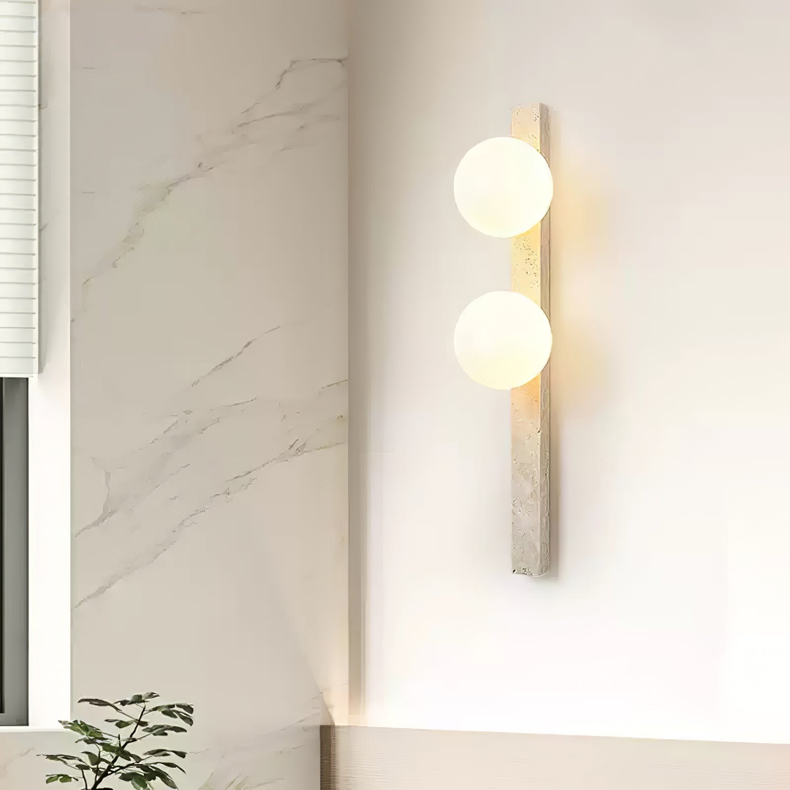 Kyrene - Vertical Travertine Wall Sconce