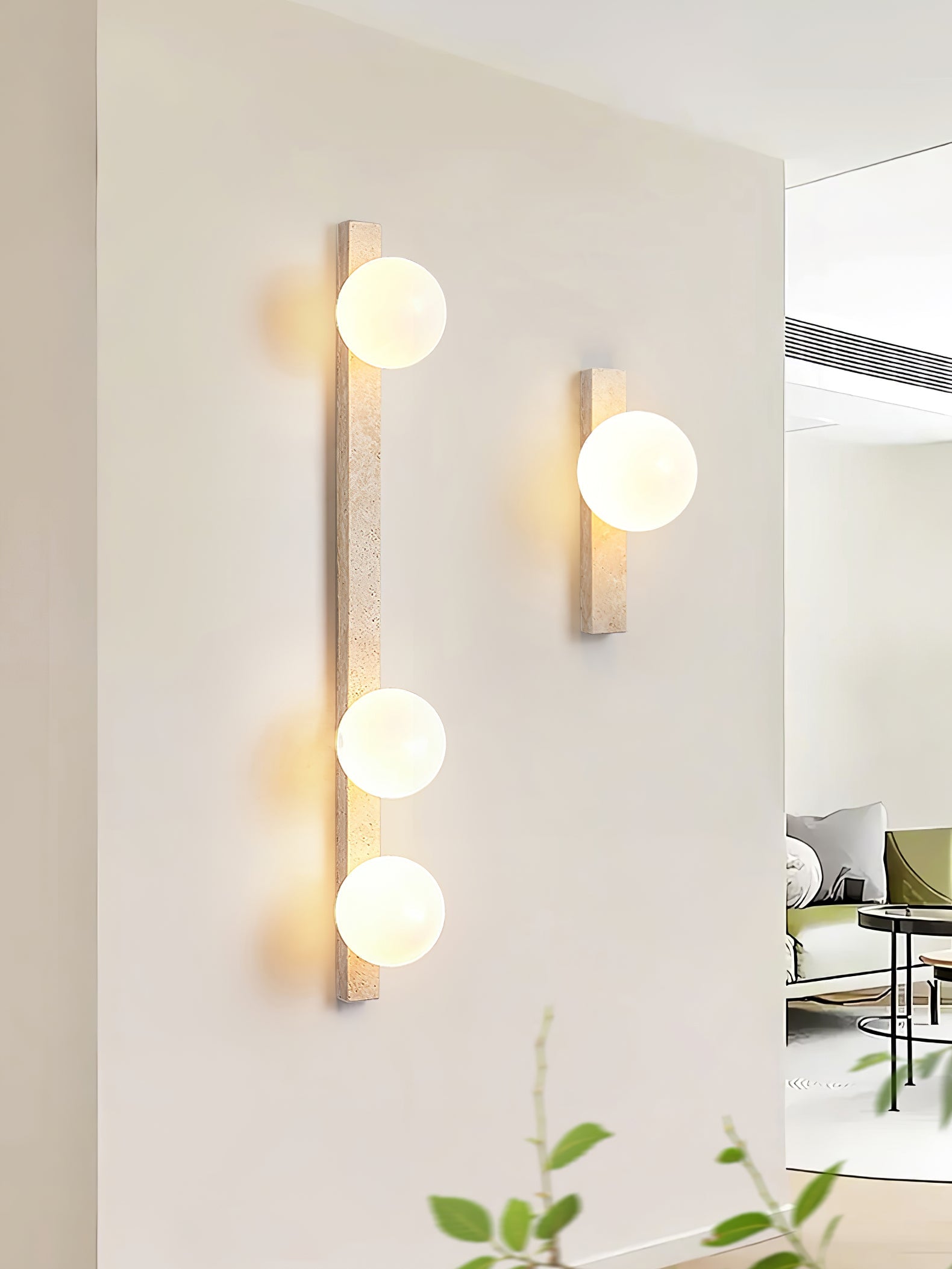 Kyrene - Vertical Travertine Wall Sconce