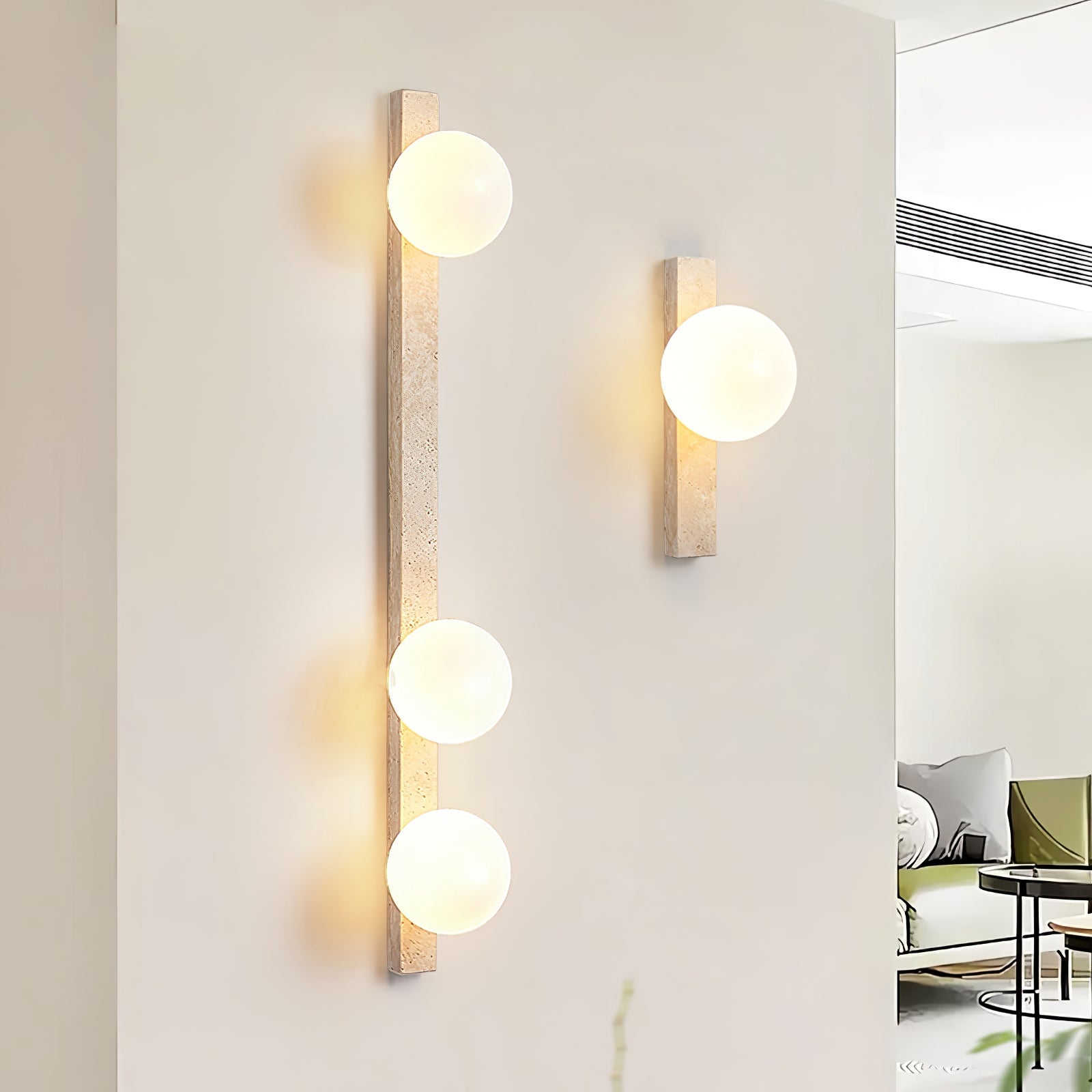 Kyrene - Vertical Travertine Wall Sconce