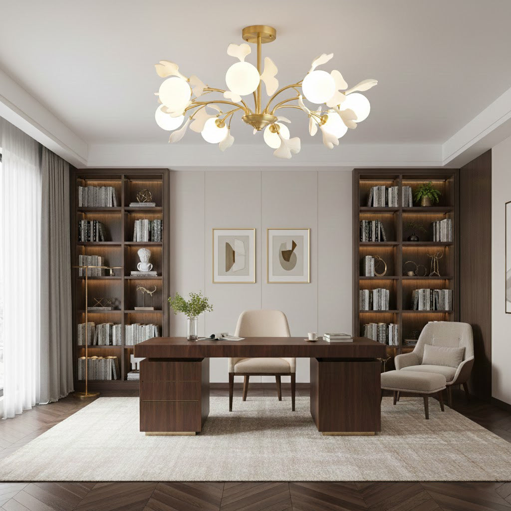 Barney Brass Gingko Leaf Chandelier – detail 4