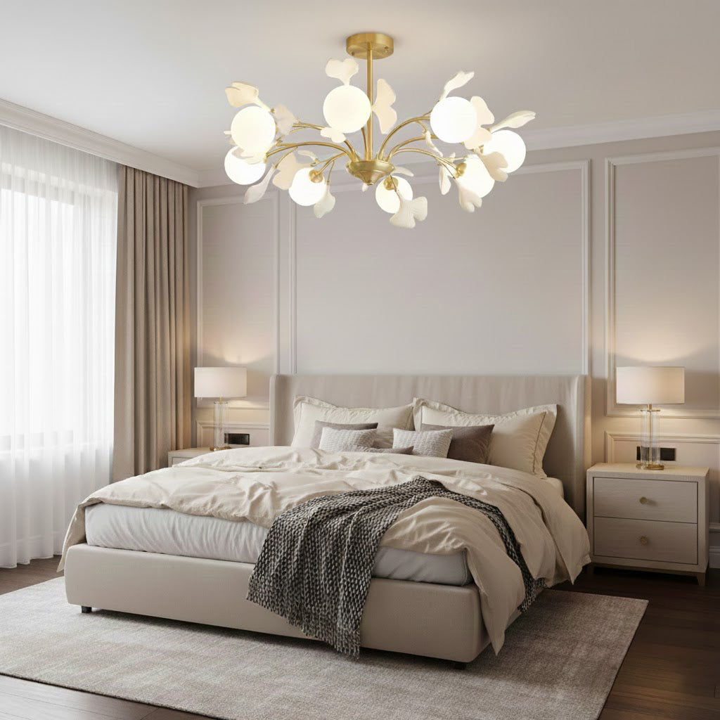 Barney Brass Gingko Leaf Chandelier – detail 5