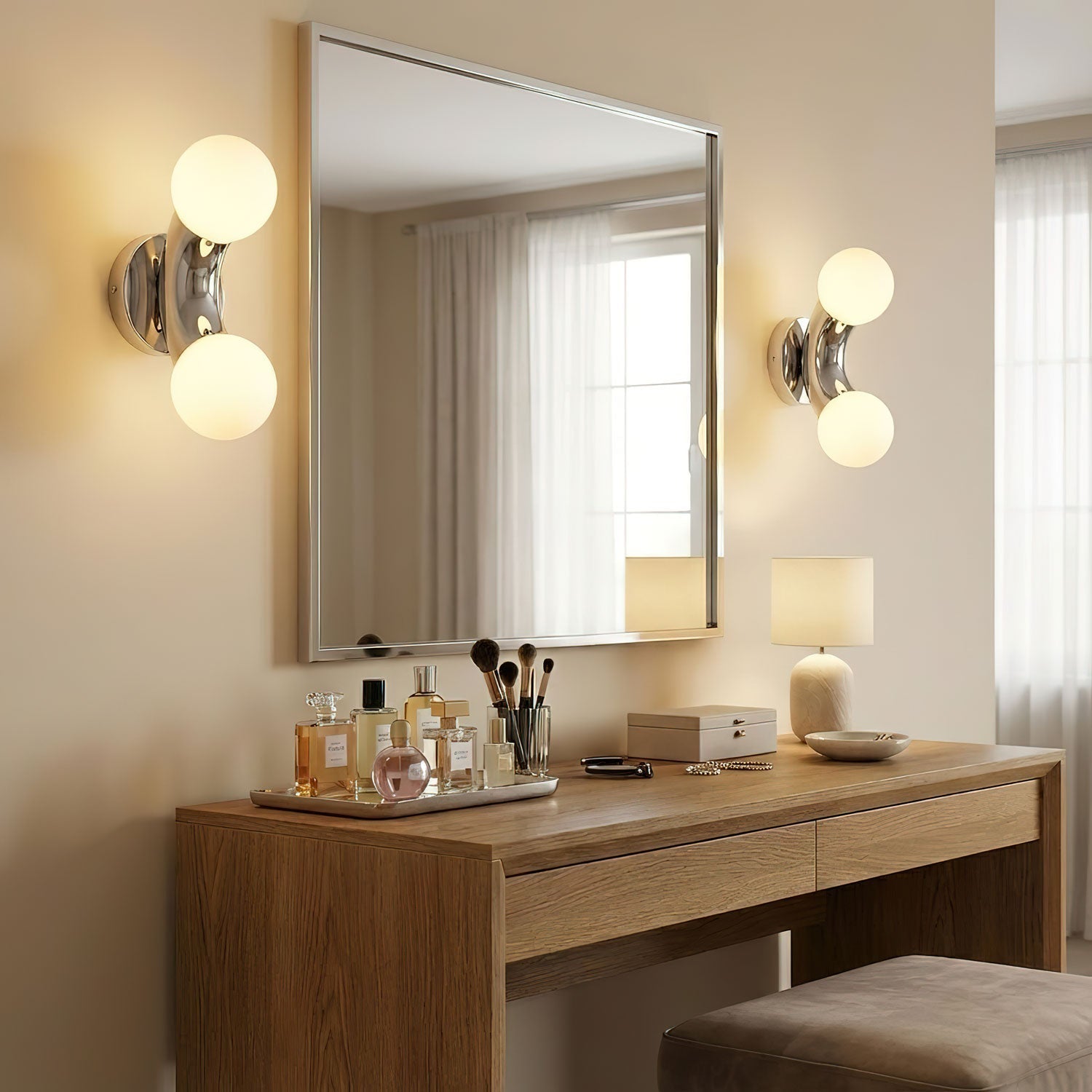 Himeros - Chrome and Glass Sphere Wall Light