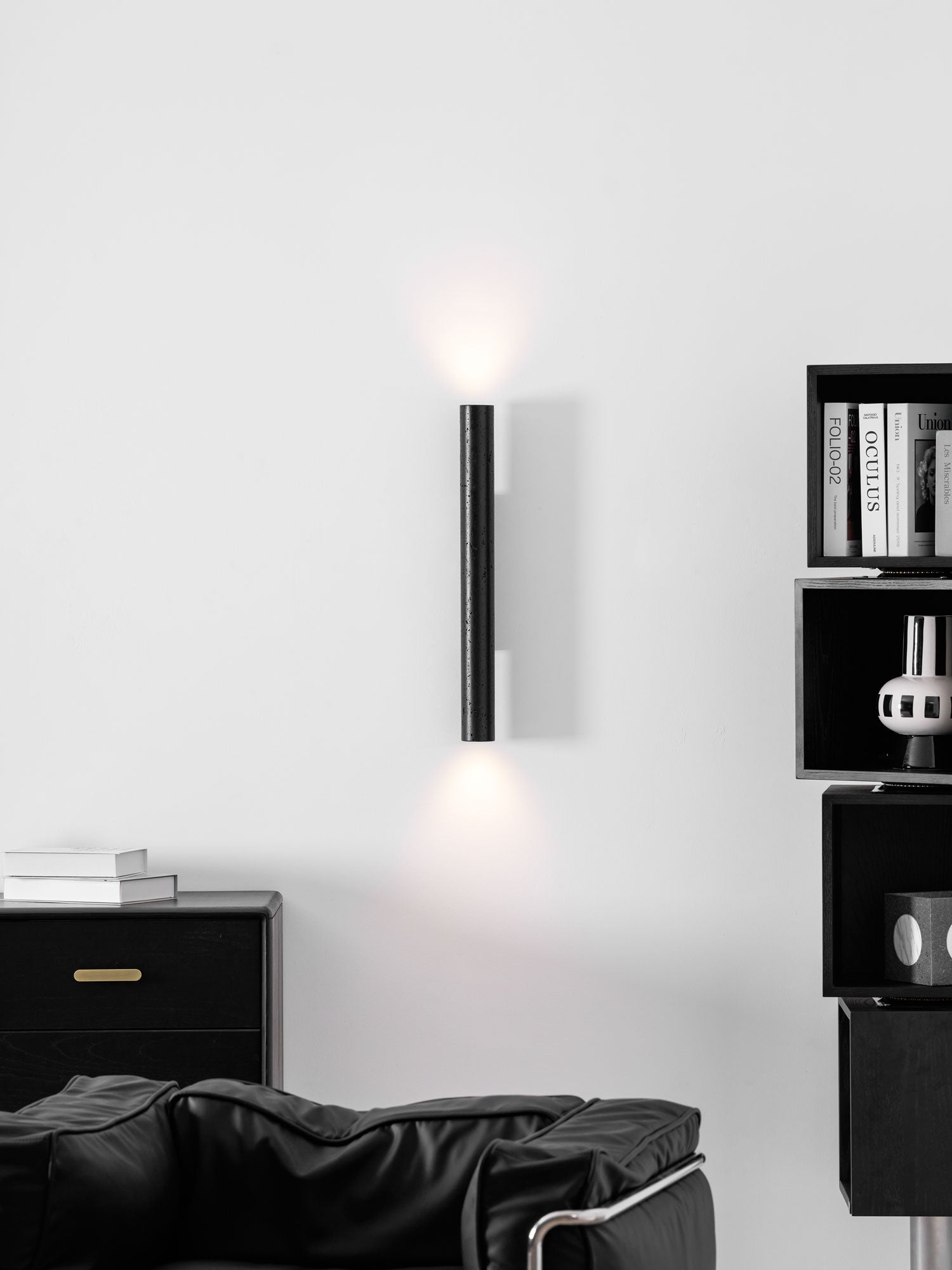 Erebos - Black Travertine Column Sconce