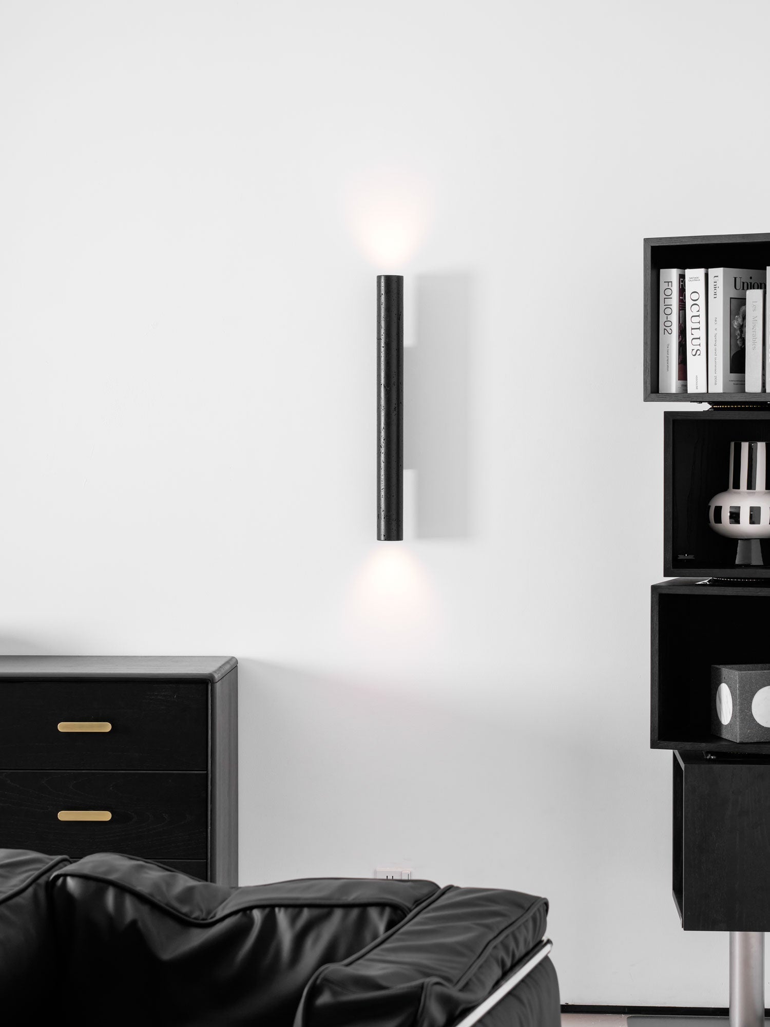 Erebos - Black Travertine Column Sconce