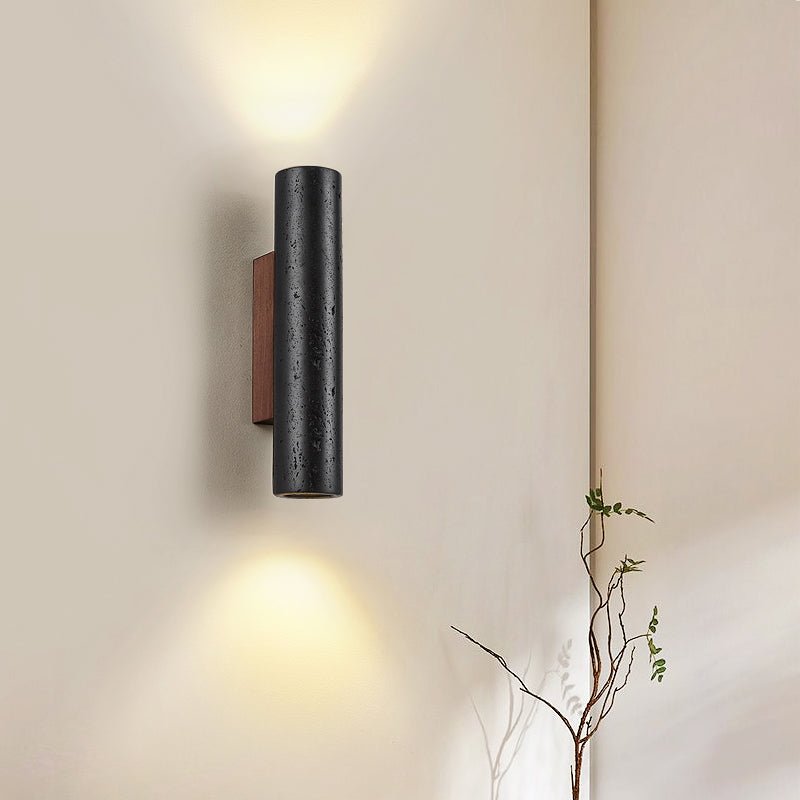 Erebos - Black Travertine Column Sconce