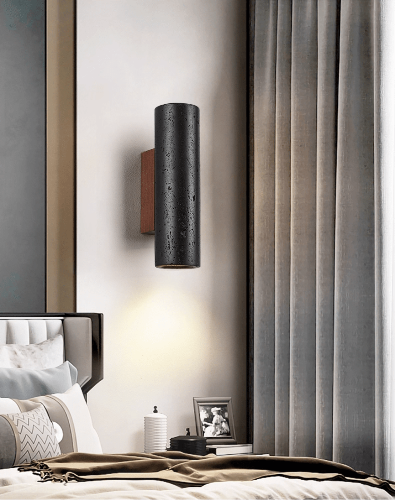 Erebos - Black Travertine Column Sconce