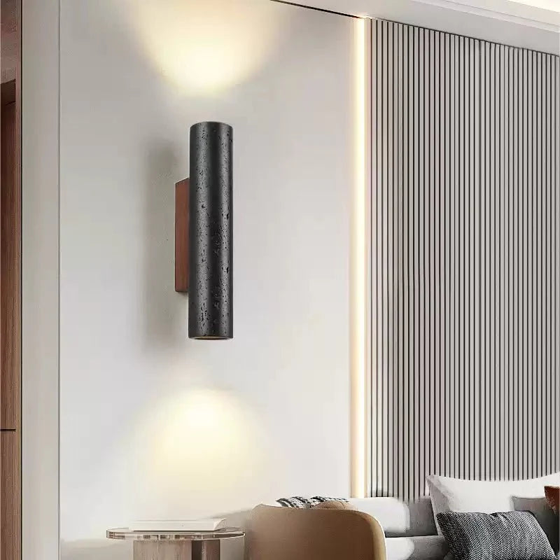 Erebos - Black Travertine Column Sconce