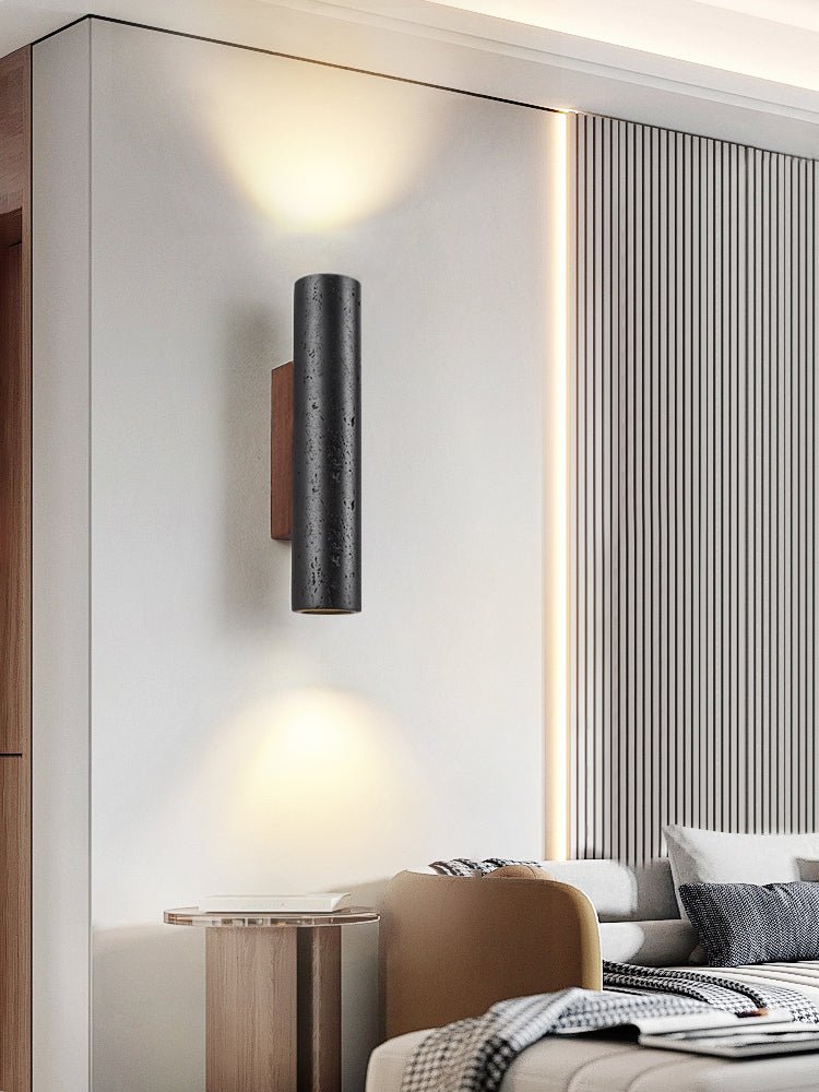 Erebos - Black Travertine Column Sconce
