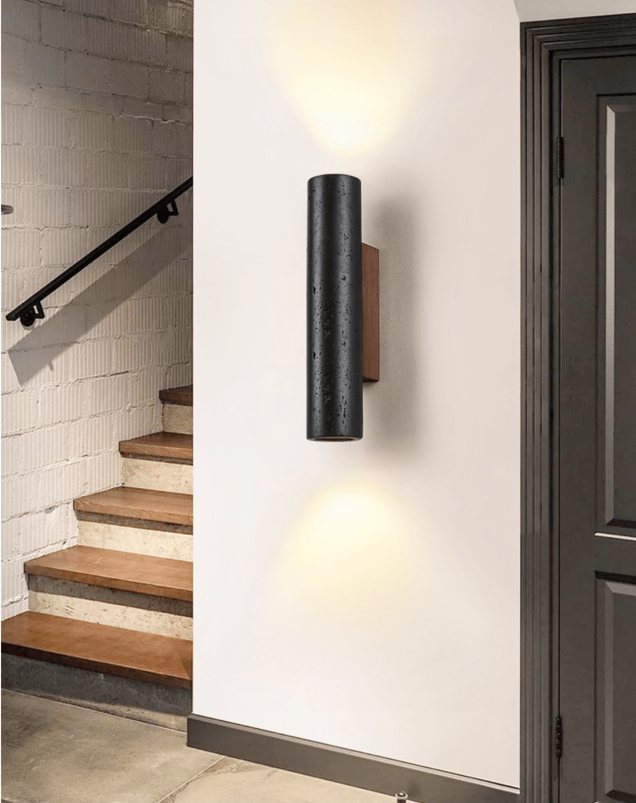 Erebos - Black Travertine Column Sconce