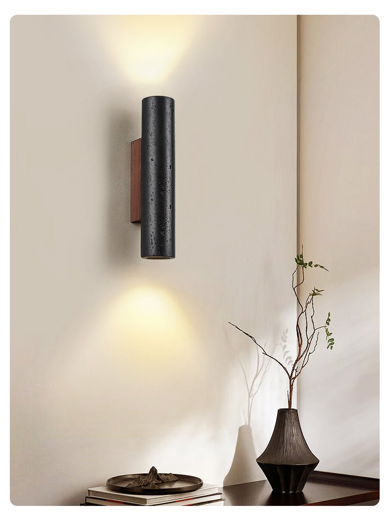 Erebos - Black Travertine Column Sconce