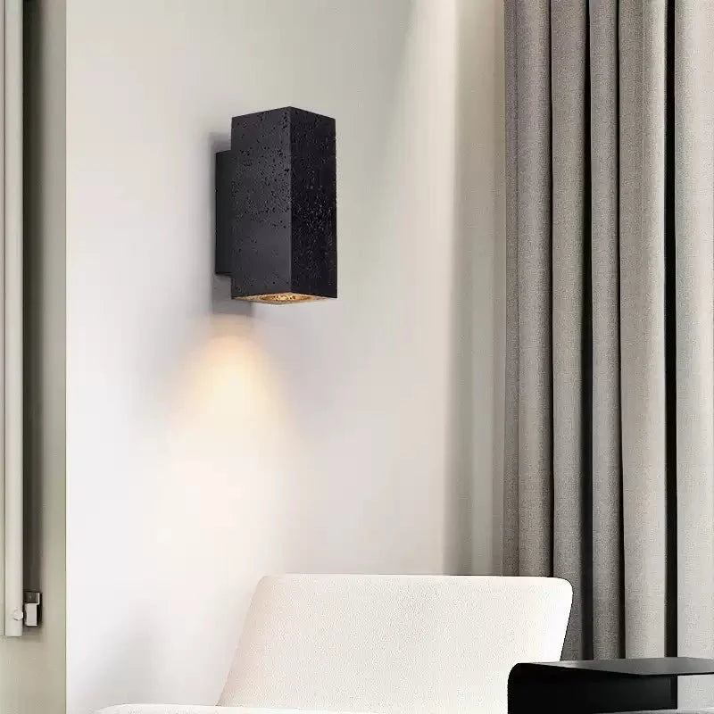 Ophion - Black Travertine Block Wall Lamp
