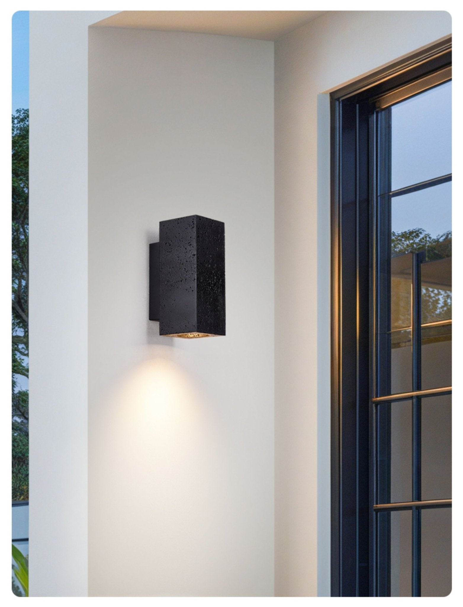 Ophion - Black Travertine Block Wall Lamp
