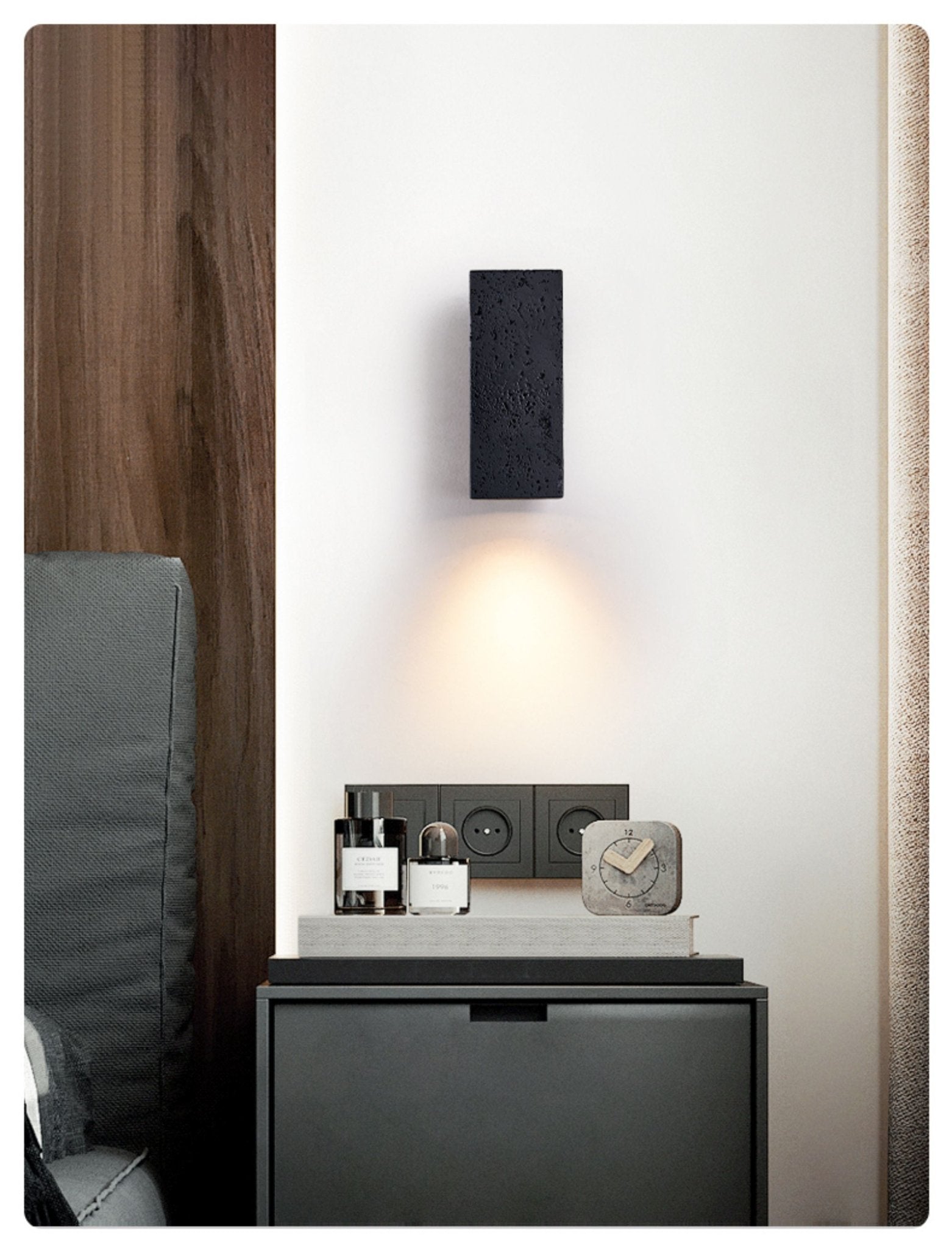 Ophion - Black Travertine Block Wall Lamp