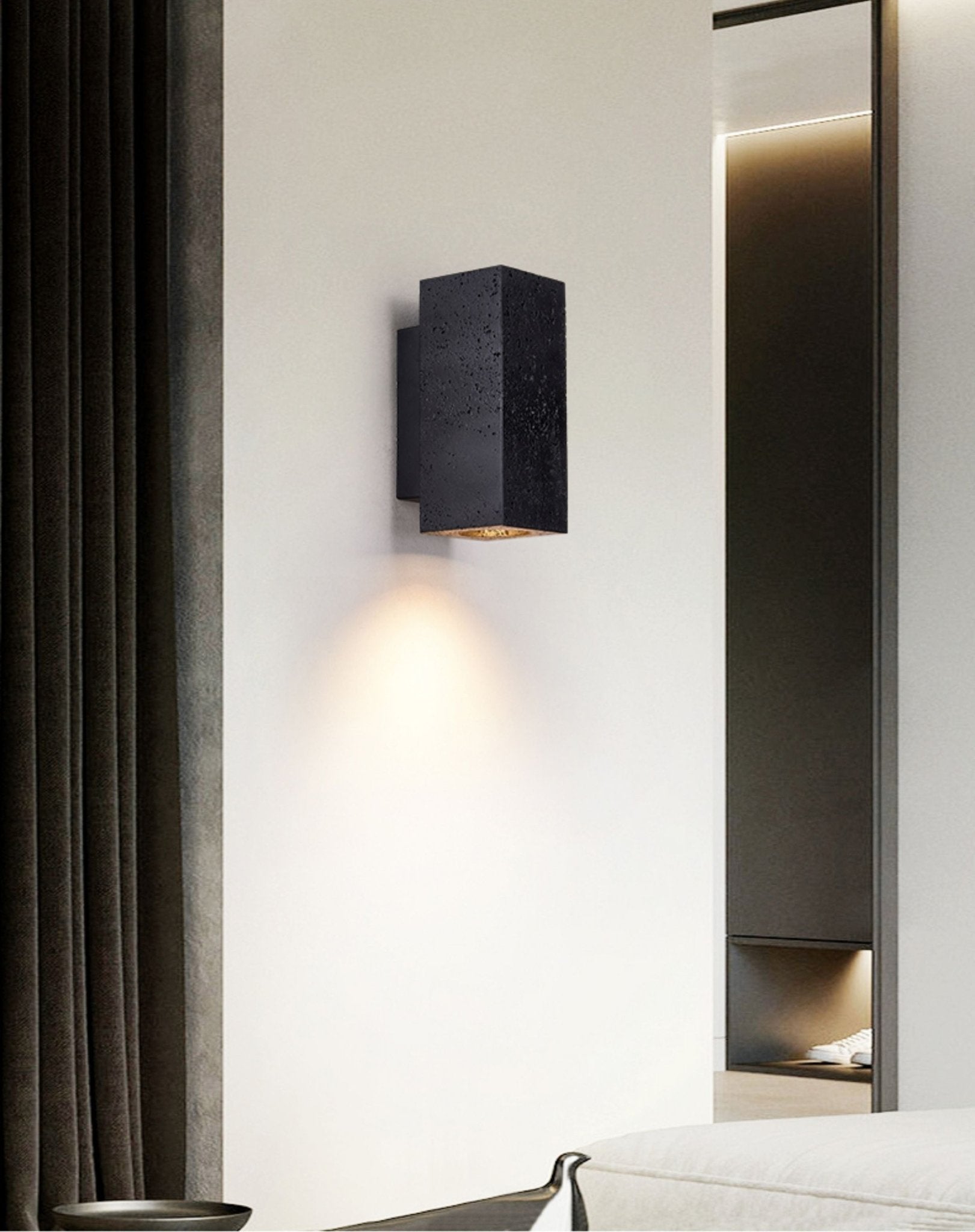 Ophion - Black Travertine Block Wall Lamp