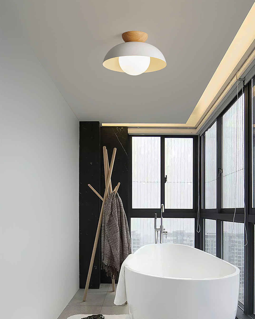 Eddie White and Woodgrain Sloped Ceiling Light – detail 7