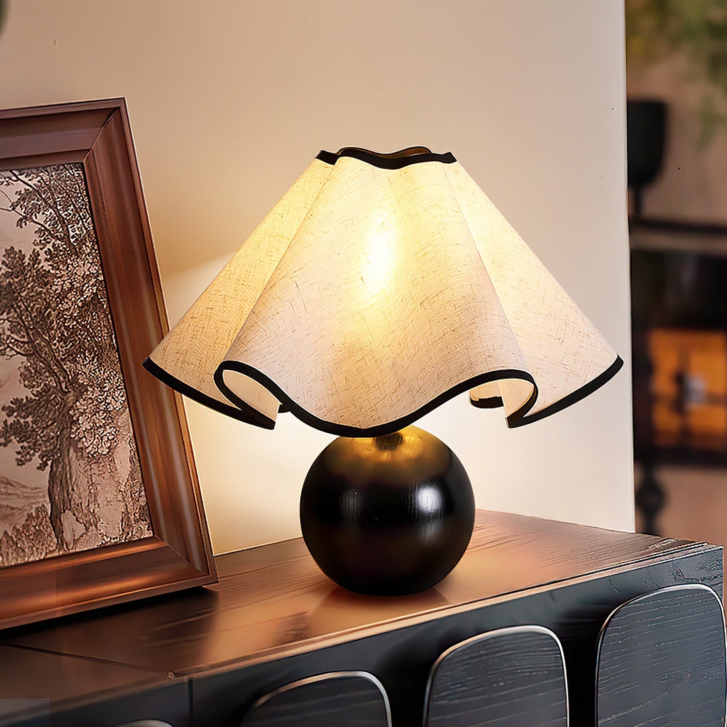Kymothoe - Wave-Draped Linen Table Lamp