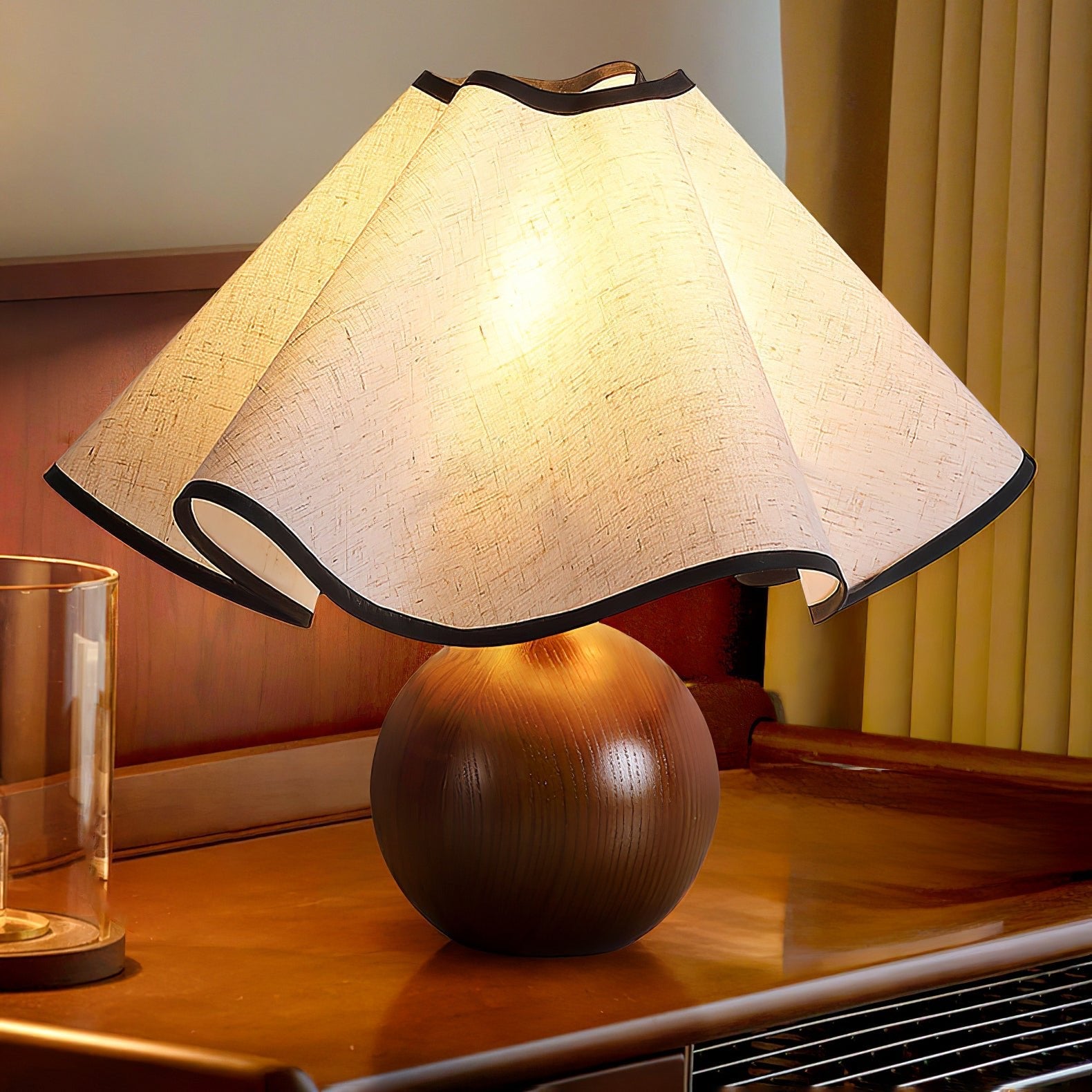 Kymothoe - Wave-Draped Linen Table Lamp
