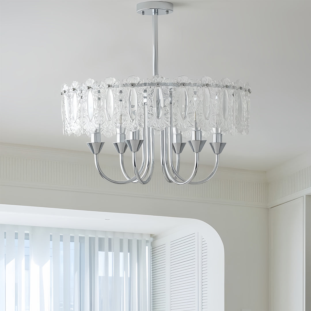 Helike - Chrome and Glass Drum Chandelier