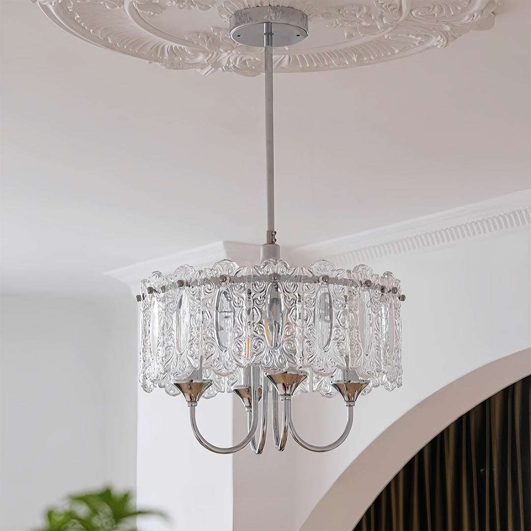 Helike - Chrome and Glass Drum Chandelier