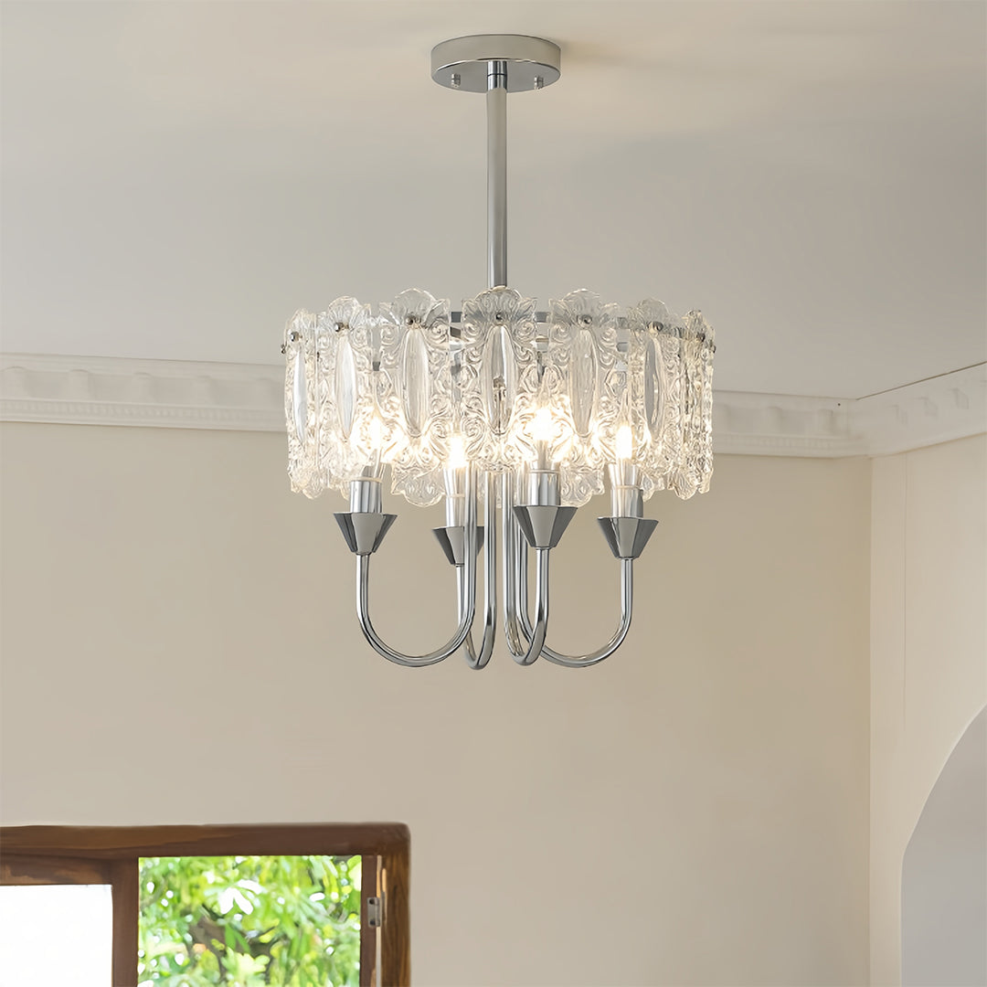 Helike - Chrome and Glass Drum Chandelier