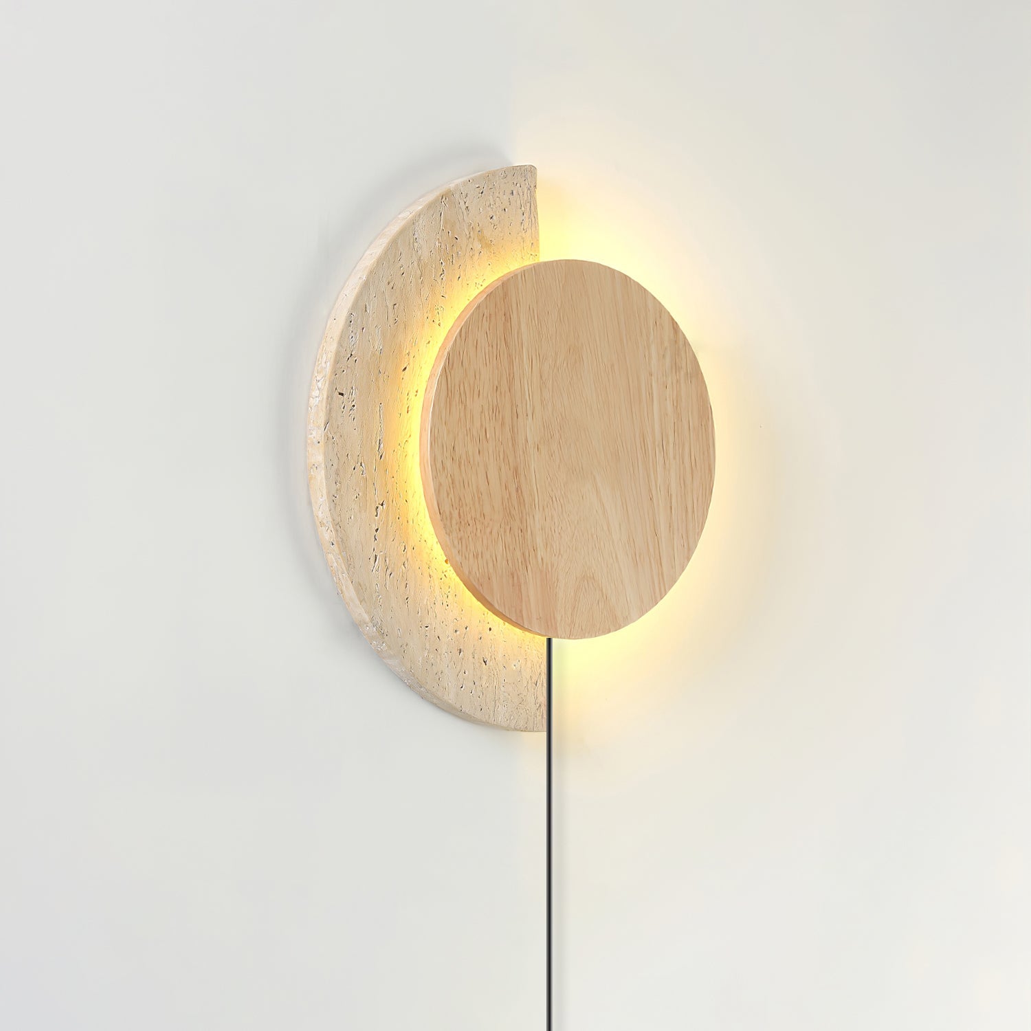 Psamathe - Plug-in Travertine Wall Sconce