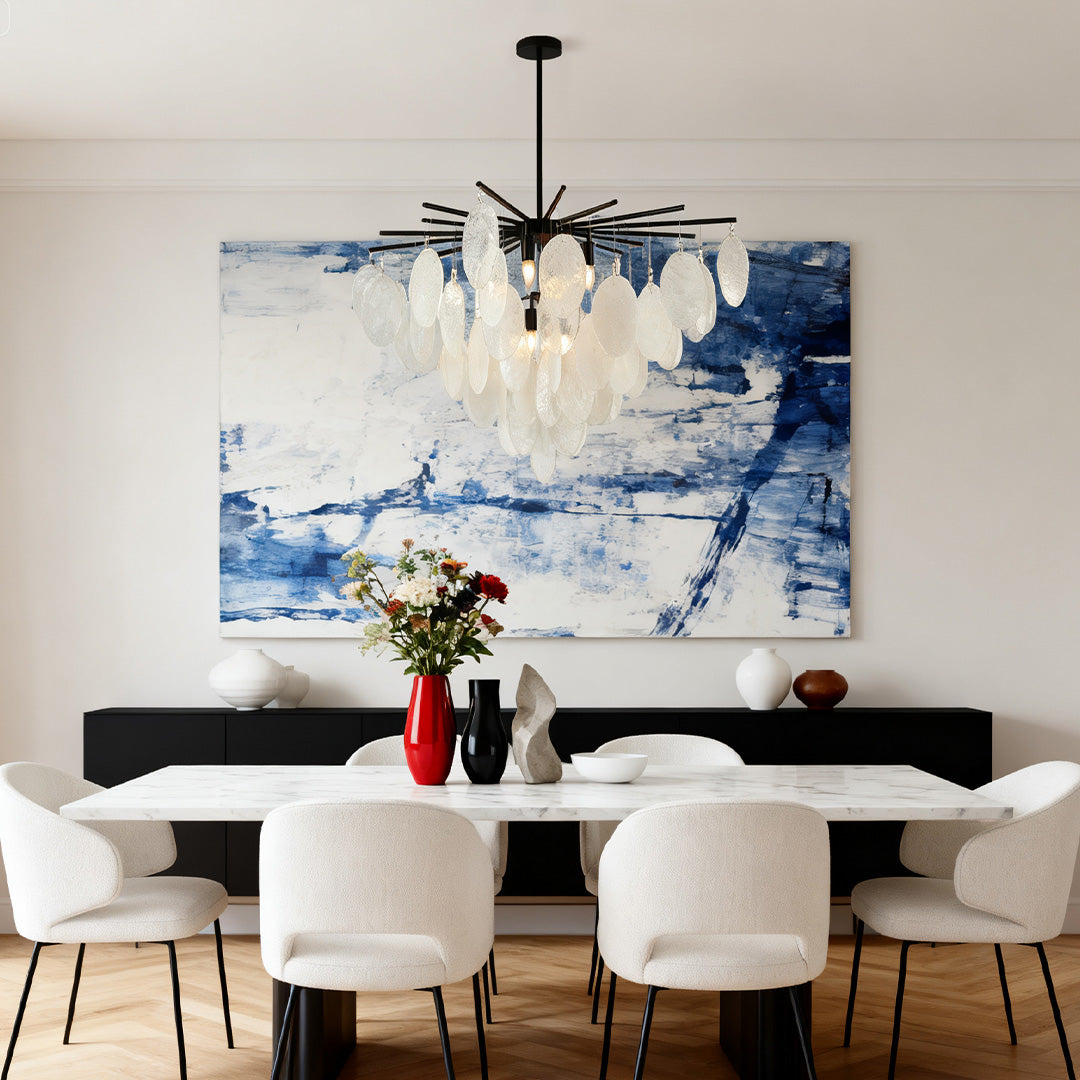 Pyrrha - Matte Black and Clear Glass Chandelier